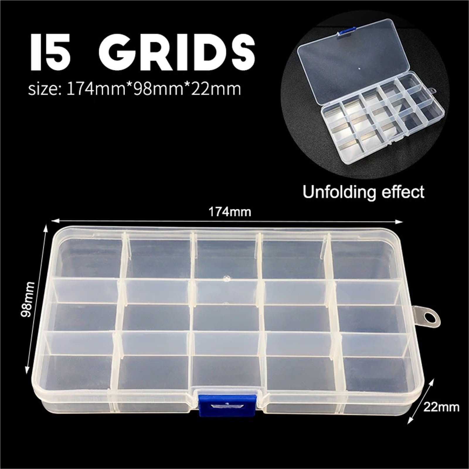 Organizador De Tornillos Caja de plástico 5 piezas, organizador joyas 10 a 24 rejillas, caja PP transparente con tornillos for pastillas, llaves y monedas