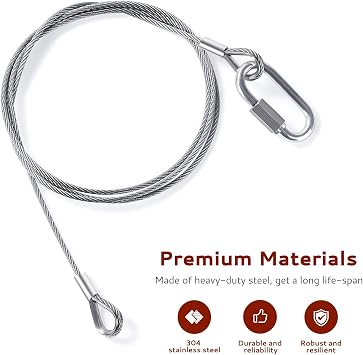 Creative.c 2Pcs Lift Cable Compatible with Gorilla Lift Stainless Steel Cable with Loops, with EZ Spring Clips Trailer Gate Assist, Fit for Opening Utility Trailer Tailgate Ramp Lift Assist Kit