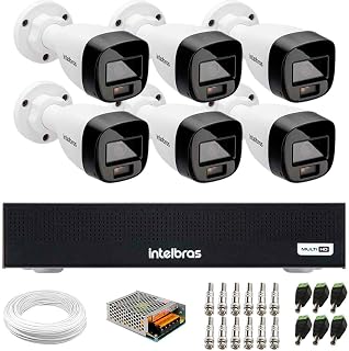 Kit 6 Câmeras Intelbras VHD 1220 B G7 Full Color Bullet Full HD 1080p Multi HD IR 20m + Dvr Intelbras MHDX 1008-C 8 Canais