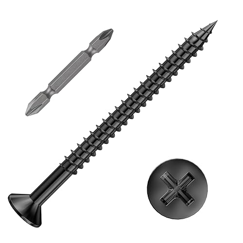 Miniatura 38 de (385 piezas) Tornillos de cabeza plana negros para madera, tornillos autorroscantes de cabeza plana para metal rápido, equipados con kit de anclaje