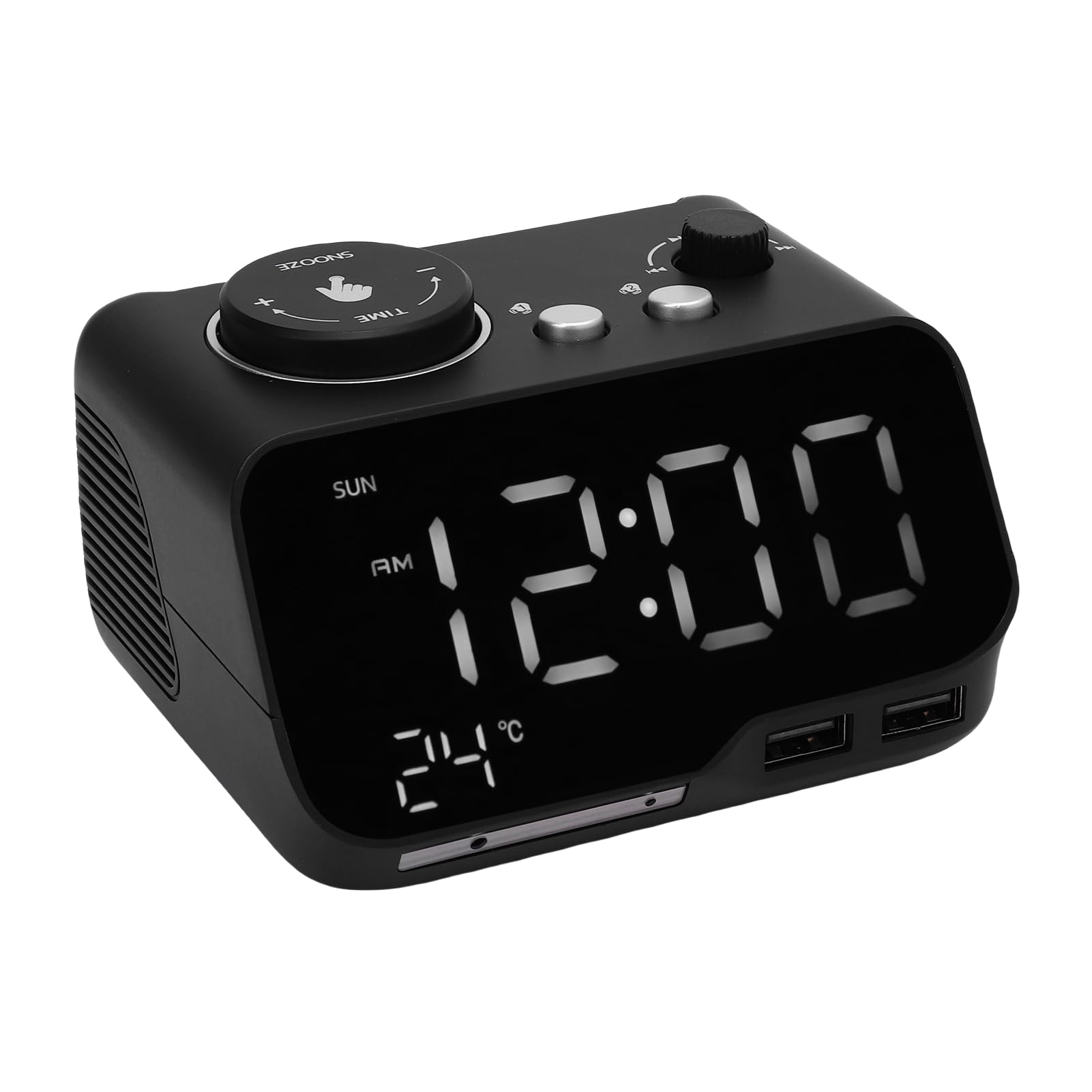 Jectse Despertador Digital con Altavoz Bluetooth 5.0, Pantalla LED Radio FM Despertador para Temperatura y Día de la Semana, Radio FM con Doble Alarma, Reproducción de Tarjeta (Enchufe de la UE)