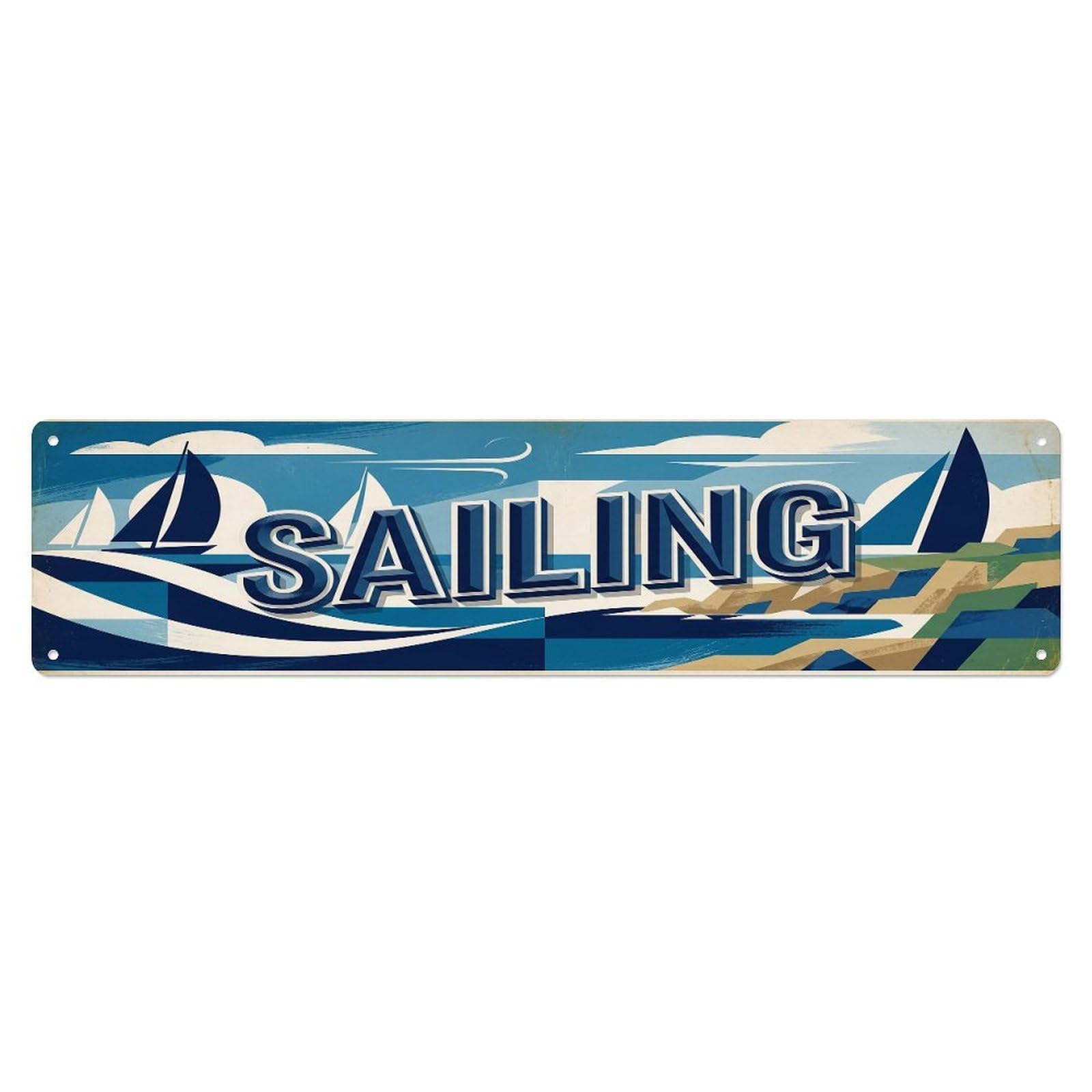 Olhnbad 4X16inch(10X40cm) Vintage Sailing Outdoor Activity Sports Metal Tin Sign