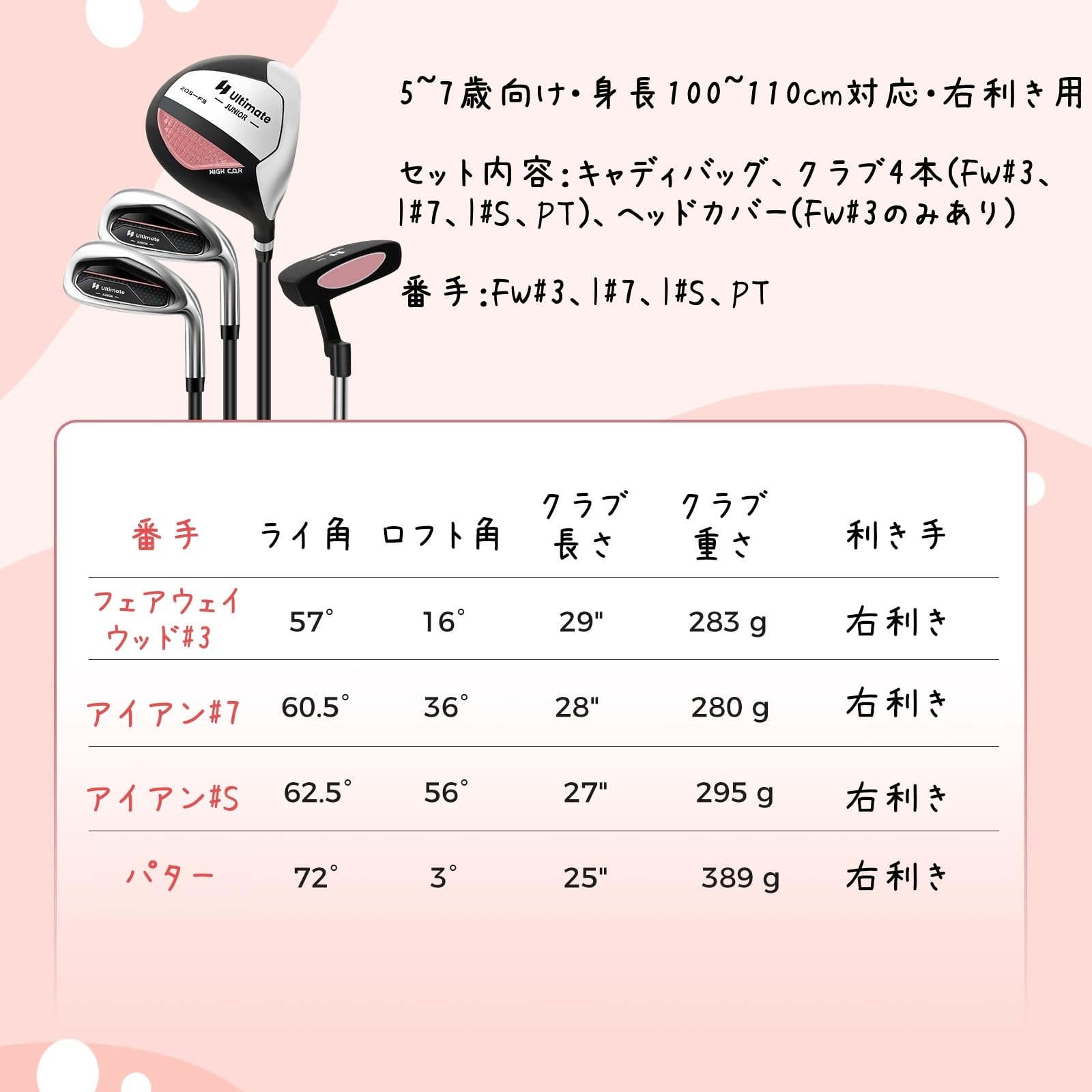 Amazon.co.jp: ジュニアゴルフクラブセット キッズゴルフクラブセット