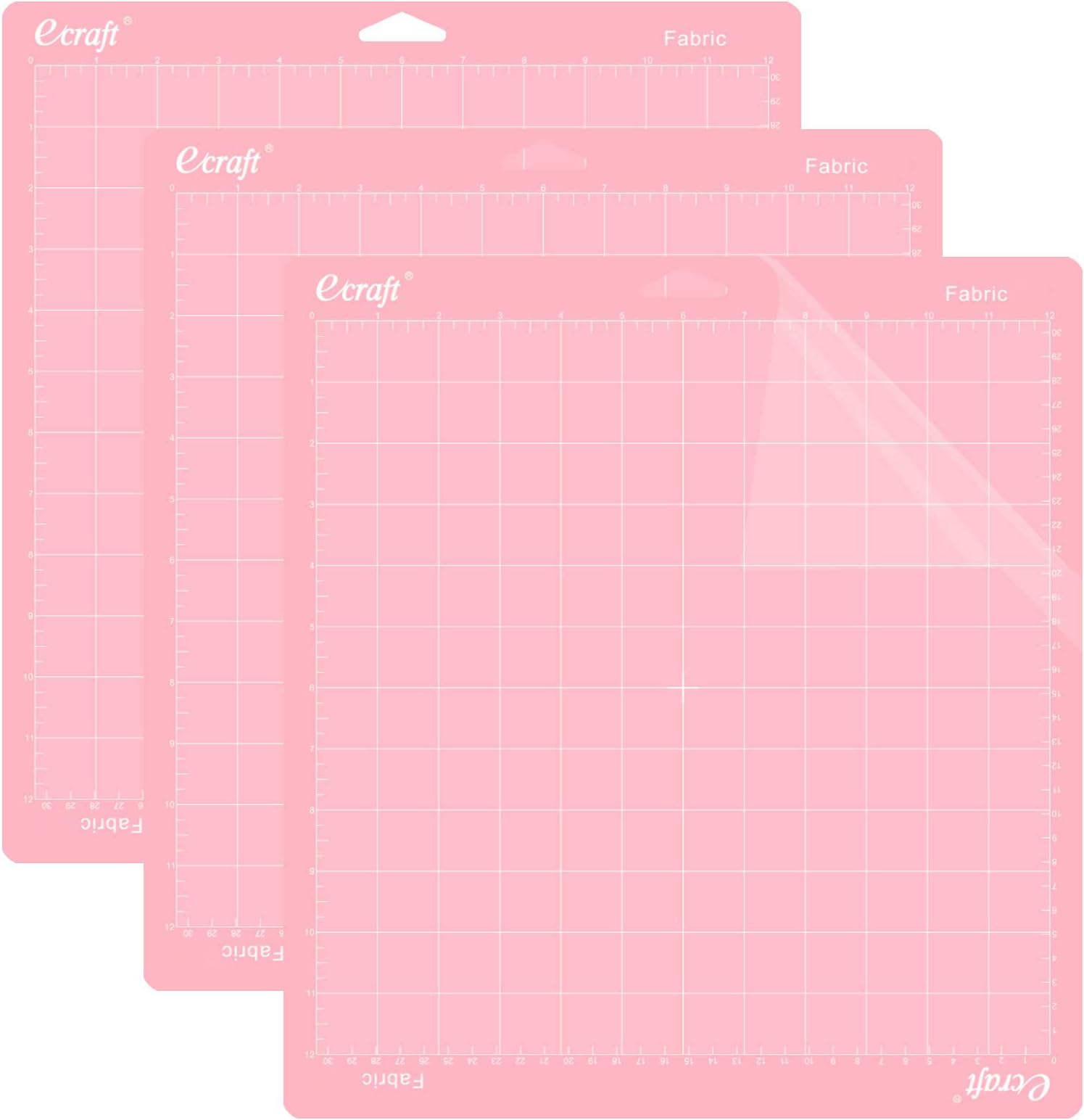Ecraft FabricGrip Cutting Mat for Cricut Explore Maker/Explore One/Air/Air 2 (12x12 inch, 3 Pack) Square Fabric Adhesive Sticky Pink Quilting Cricket Cutting Mats Replacement Accessories for Cricut.