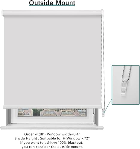 Miniatura 3 de Buseu Persiana enrollable 100% opaca de 34 pulgadas de ancho x 72 pulgadas de alto, color blanco con aislamiento térmico, protección UV, privacidad,