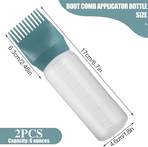 Miniatura 2 de Pimoys Botella aplicadora de aceite para el cabello, 6 onzas, paquete de 2 aplicadores de peine de raíz, botella de tinte para el cabello, cepillo