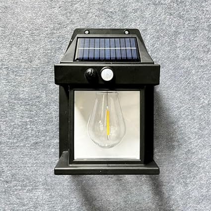 PAGALY Solar Light Outdoor, Emergancy Outdoor Solar Tungsten Bulb Light Motion Sensor Waterproof Solar Light Outdoor Sensor Solar Wall Light Flood Light Outdoor Lamp (Black)