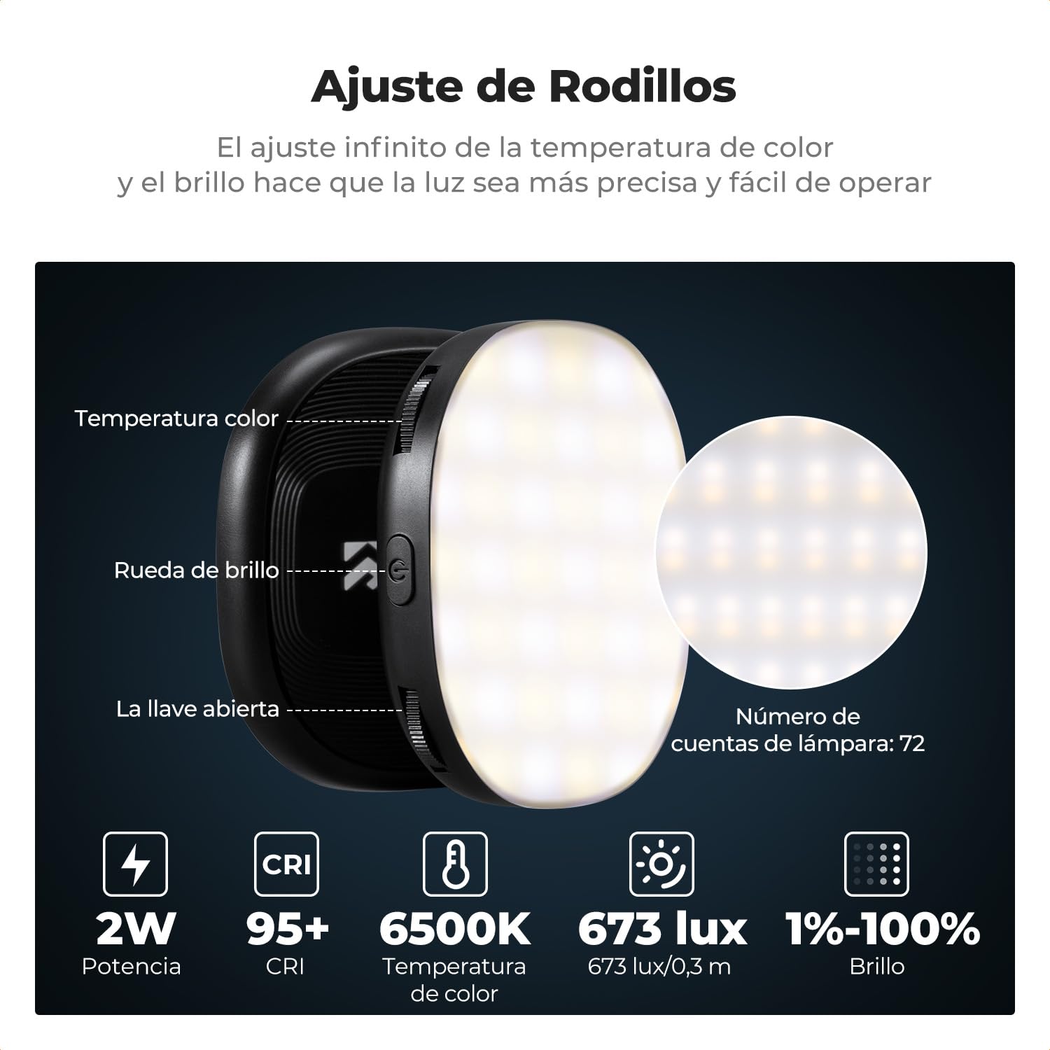 K&F CONCEPT Luz magnética para Selfies con Espejo, Anillo de teléfono móvil de 900 mah Compatible con iPhone Magsafe, luz de Relleno de Anillo de Selfie LED de 360 ° para Selfies, 673lux, Negro