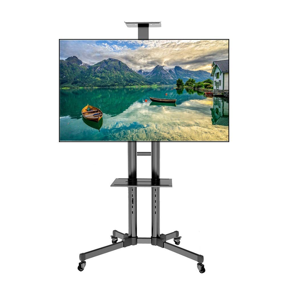 Supporto TV Mobile con Ruote bloccabili - Carrello TV Regolabile in Altezza per Ufficio/Scuola/Hotel, schermi Piatti da 32-70 Pollici