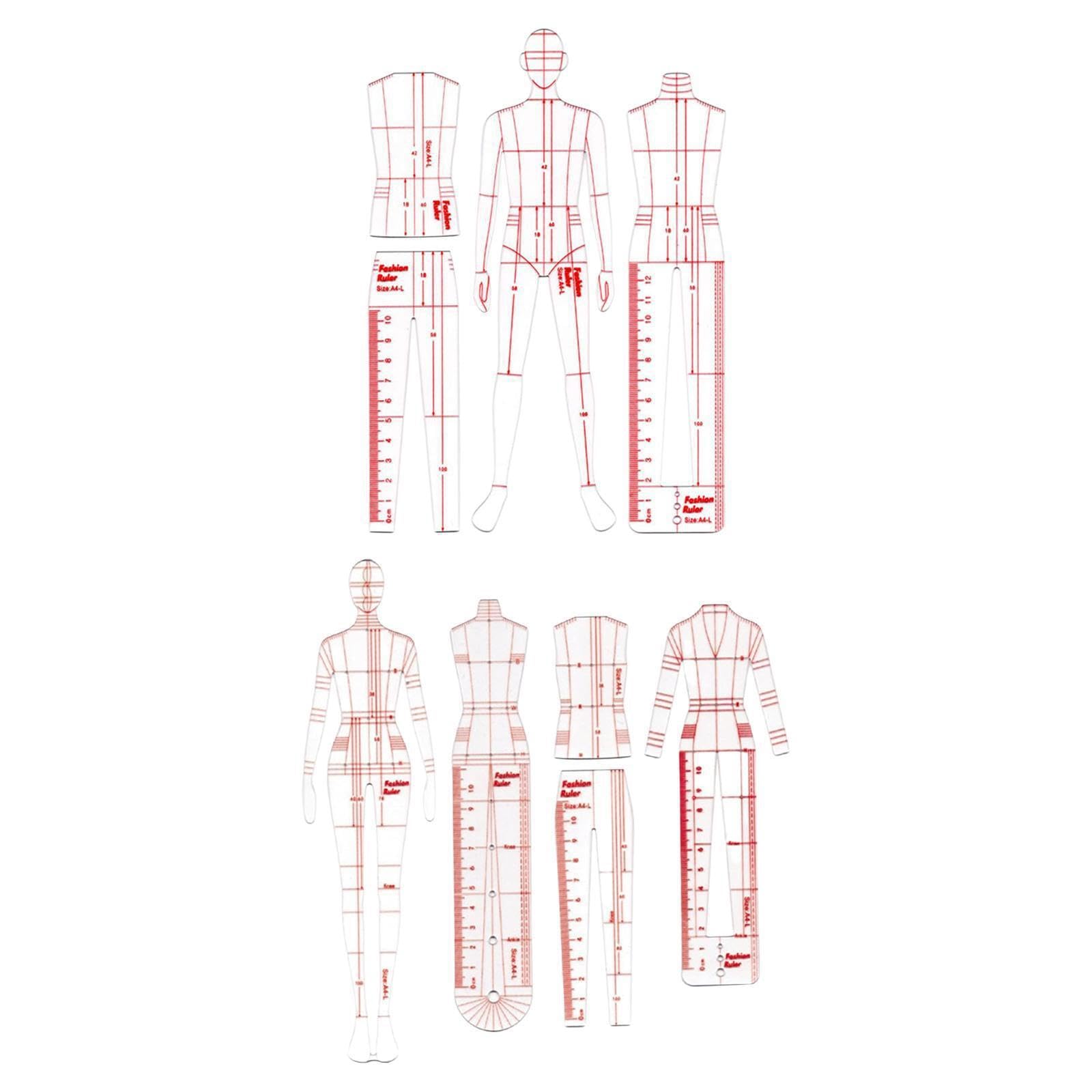 KIXZSAZ Clothing Rulers Drafting Kit Essential Craft Tools Offering Fashion Designers Precision Measurements Template Rulers Set Is Based On Clothing