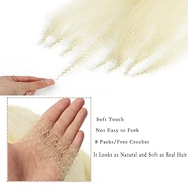8 Packs Springy Afro Twist Hair 16 inch Pre-Separated Marley Twist Braiding Hair Soft Synthetic Crochet for Distressed Faux Locs Spring Twist Hair Extensions for Women (16 Inch (Pack of 8), 613)