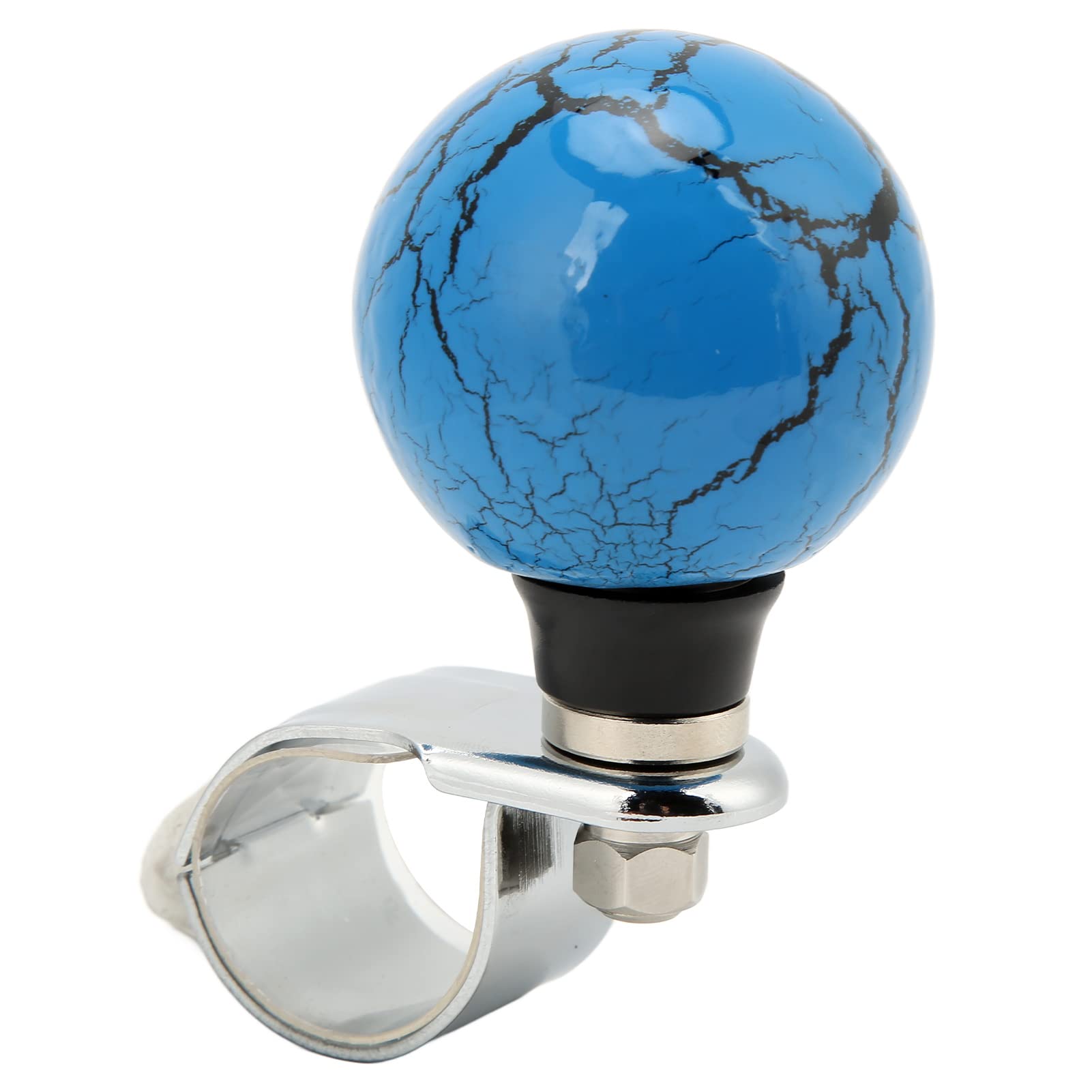 Ejoyous Pokrętło Kierownicy Żywica i Metal Power Ball 3 Cm Pierścień Mocujący Gładka Pomoc Przy Obracaniu jedną ręką dla Samochodów Osobowych Ciężarówki Ciągniki Łodzie (BLUE)