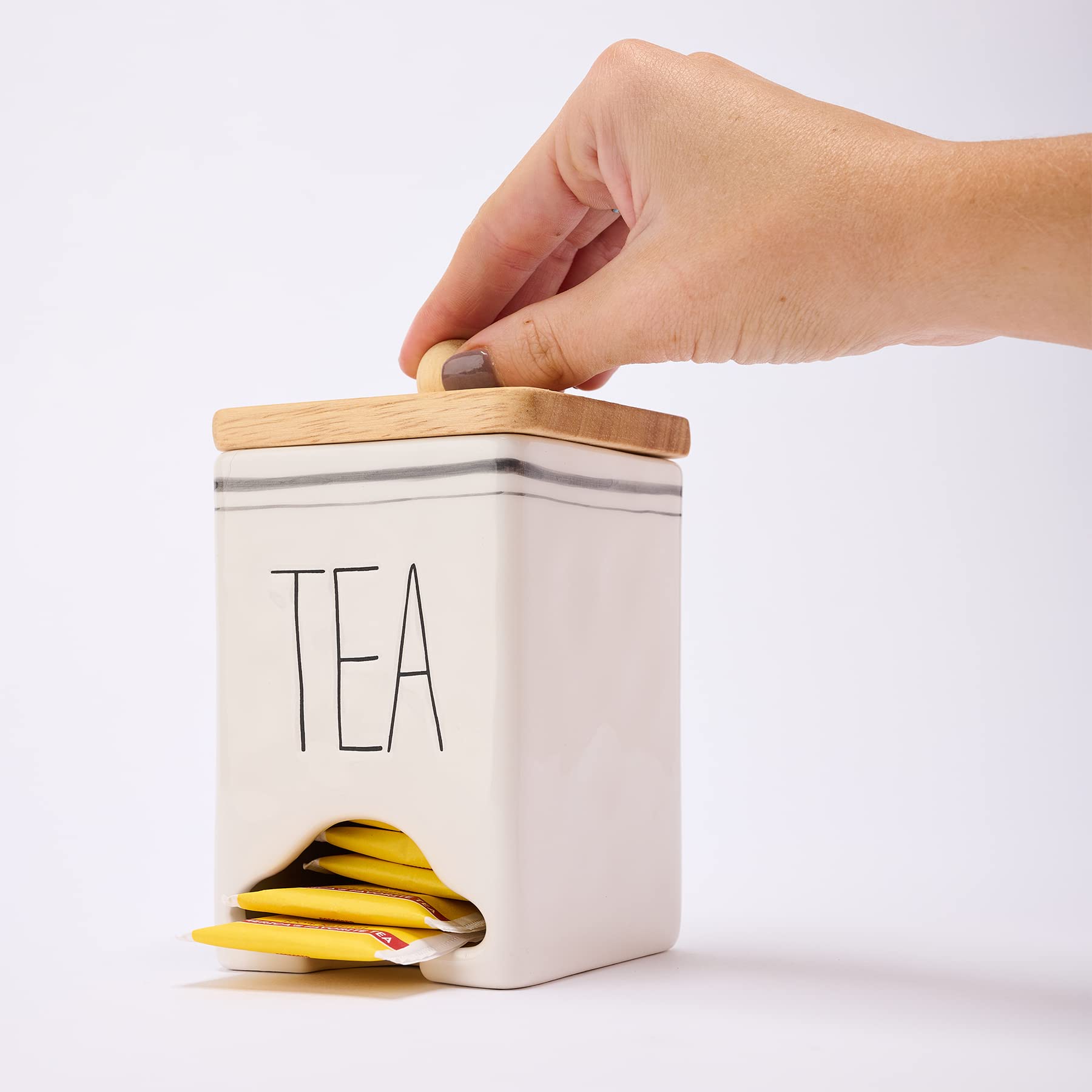 Amazon.com: Mud Pie Bistro Tea Bag Caddy and Spoon Set, White