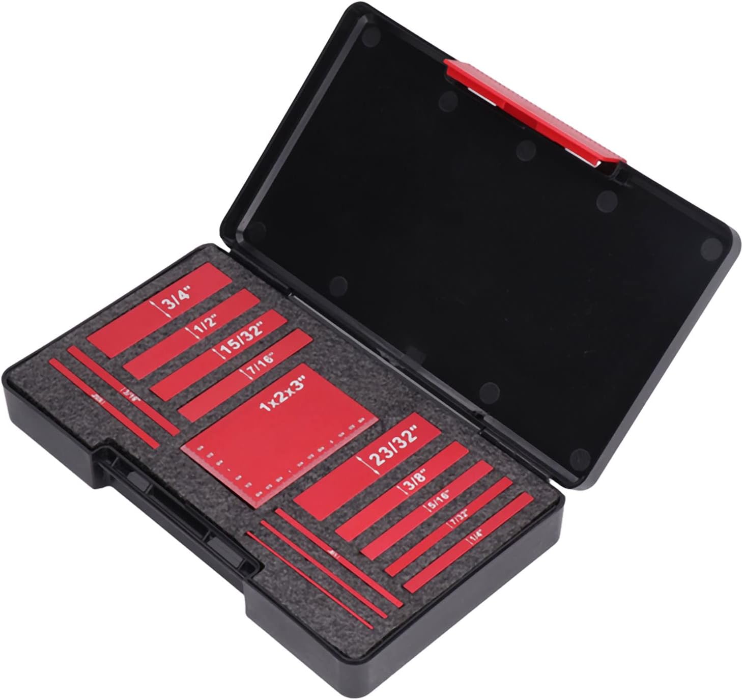 Height Set Setup Blocks Engraved Aluminum Alloy High Strength Saw Block Gauges for Woodworking Router Fence Setting 15pcs Multiple Sizes 1x2x3in to 3/4in (Red)