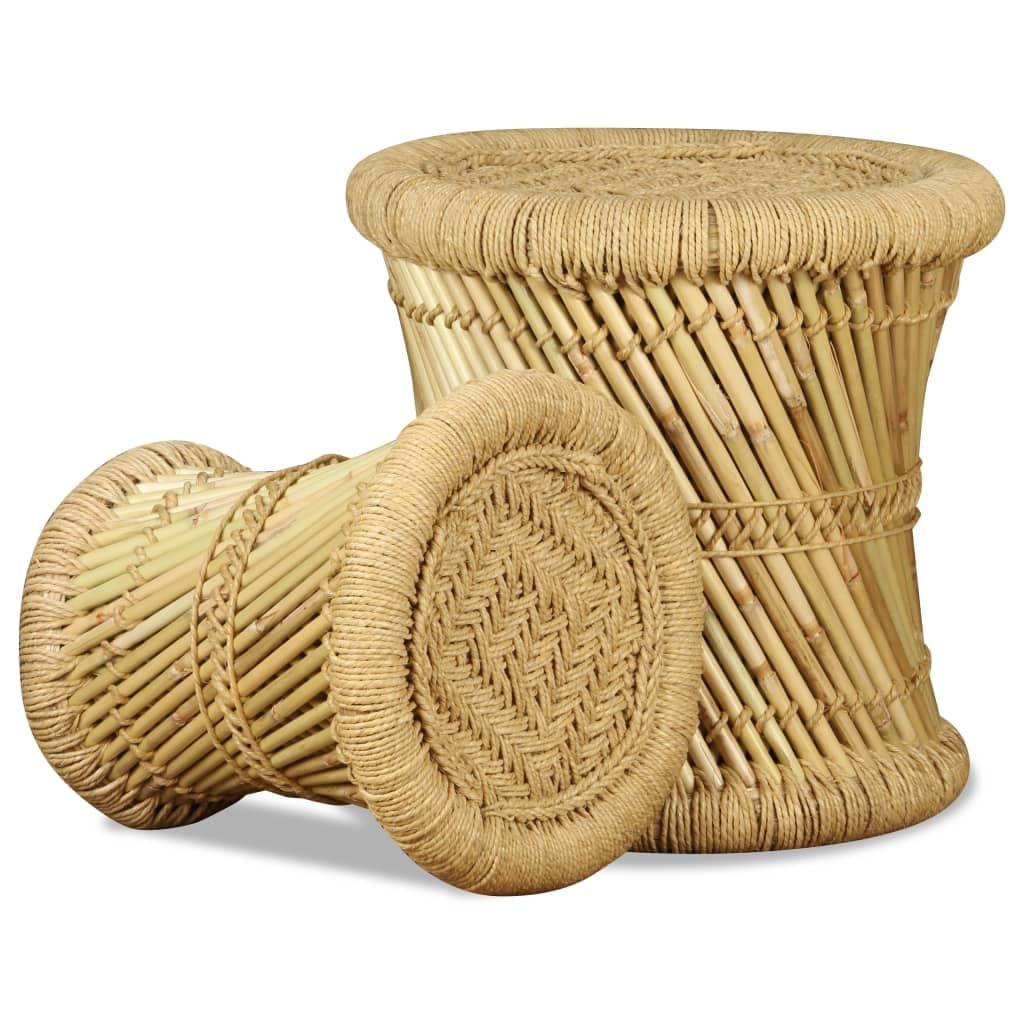 Solivagant Tabourets Lot de 2 Bambou et Jute,(5 KG)