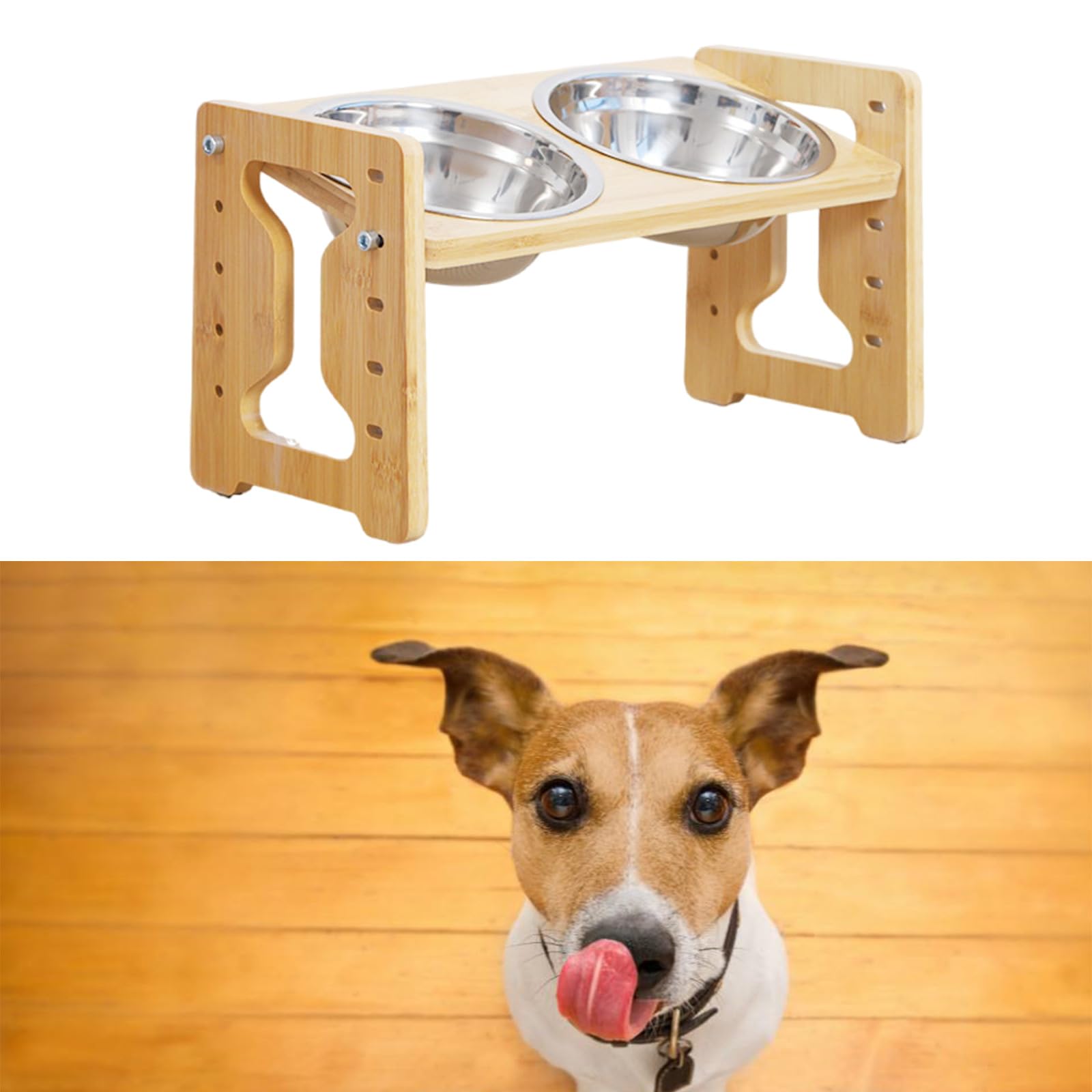 Comederos elevados para mascotas con cuencos dobles de acero inoxidable de 5 etapas de ajuste de altura antideslizante, para la salud de las articulaciones de las mascotas
