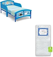 Vista 1 de Delta Children Cama de plástico para niños pequeños, CoComelon + Delta Children Twinkle Galaxy Colchón de doble cara para cuna y niño pequeño