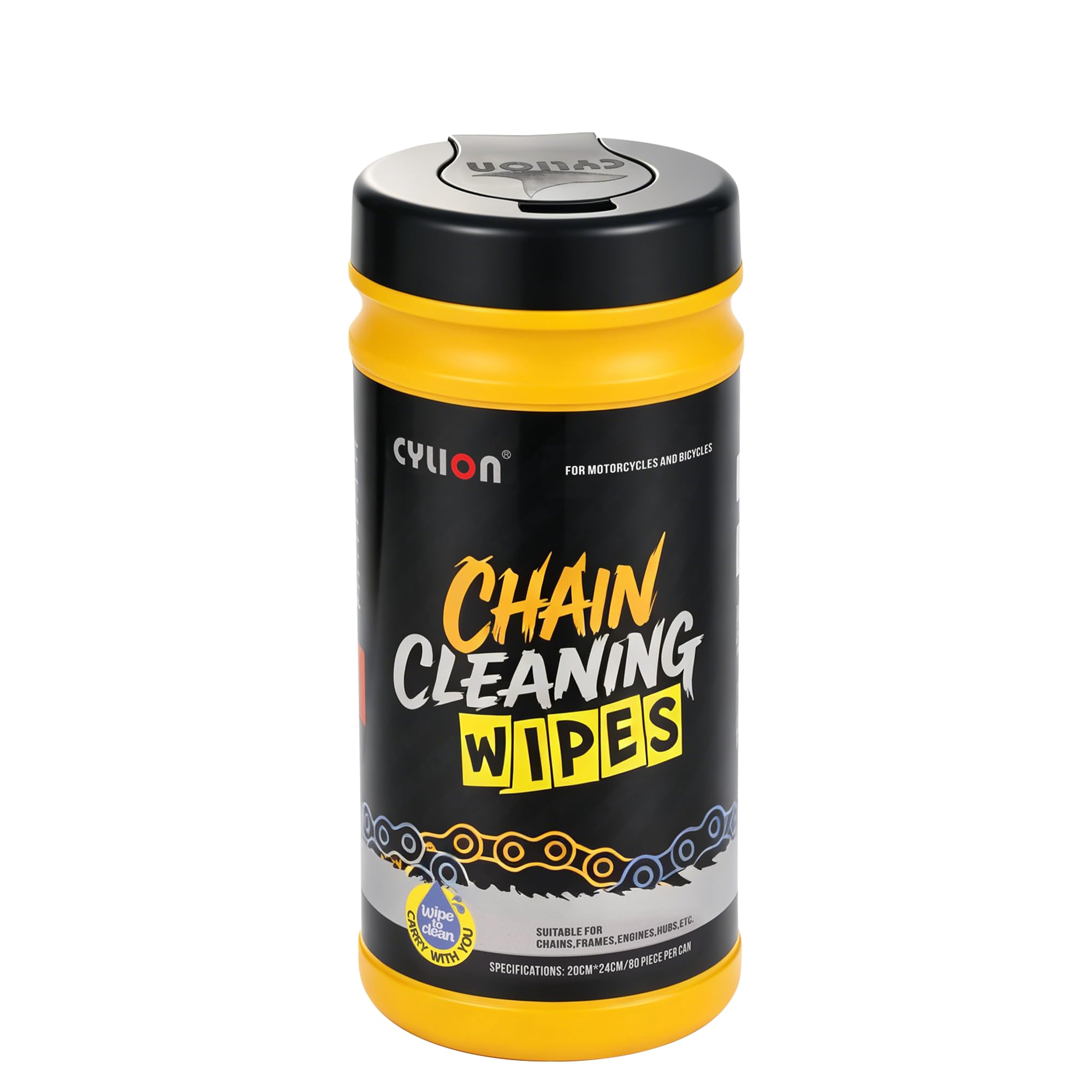 Chain Cleaning Wipes, Dual-Sided Design, Scouring Surface Side for Cleaning Stubborn Grime &amp; Smooth Moist Side for Daily Oil, Grime Defense Wipes, Portable Degreaser for Motorcycle Bike (1 Pack)