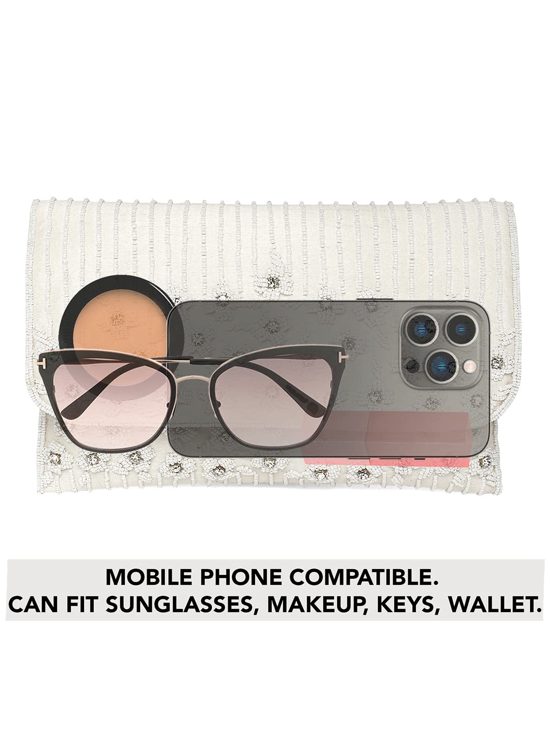 Woman's Rhinestone Purse Silver Clutch Formal Sparkly Handbags for Night Out or Wedding