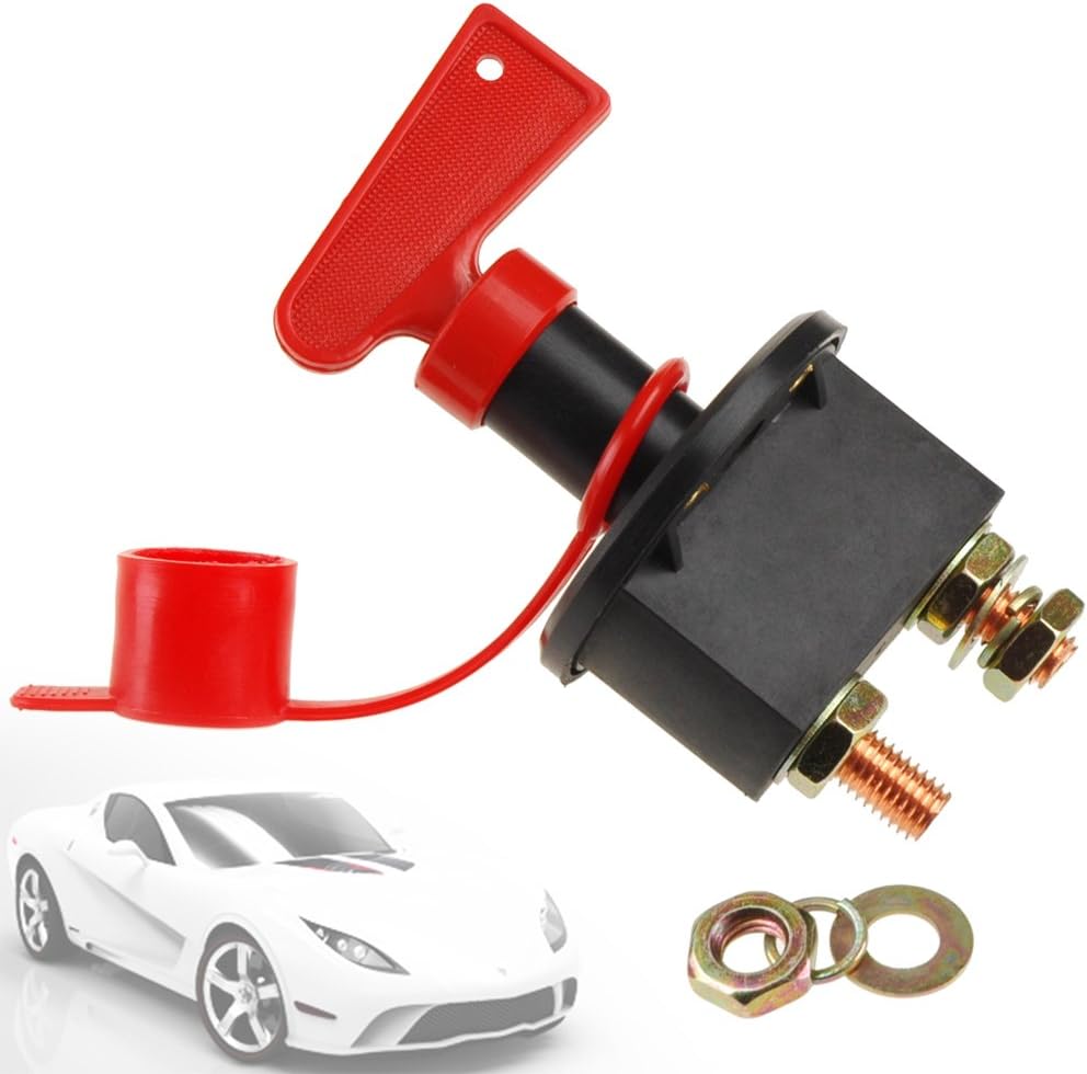 SurePromise One Stop Solution for Sourcing Car Battery Isolator Cut Off Switch 24V 12V Max 500A Mechanical Lever Normally Open Red 1-Way ON-OFF IP54