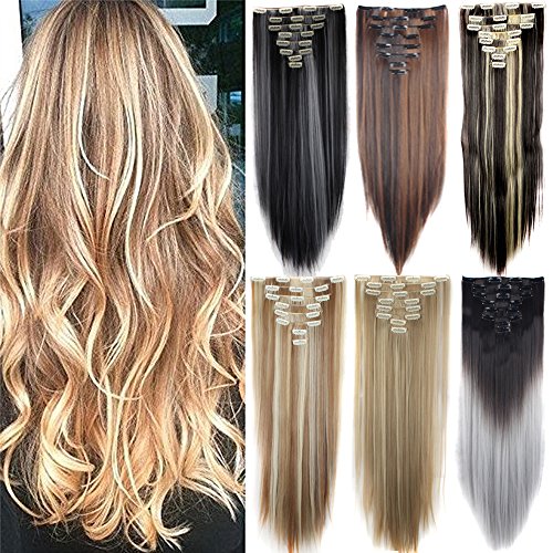 Highlight Straight Dip and Dye Ombre Clip in Hair Extension 26 Inches Full Head Clip in Extensions 8pcs