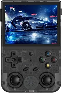 RG353VS - Consola de juegos portátil con pantalla de 3.5 pulgadas, chip RK3566 integrado tarjeta TF de 16 G + 64 G y más de 4000 juegos (negro)