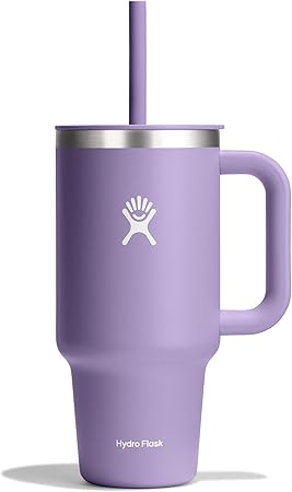 Hydro Flask Travel Tumbler with Handle, Lid and Straw - Insulated Stainless Steel in 32 Oz Moonshadow