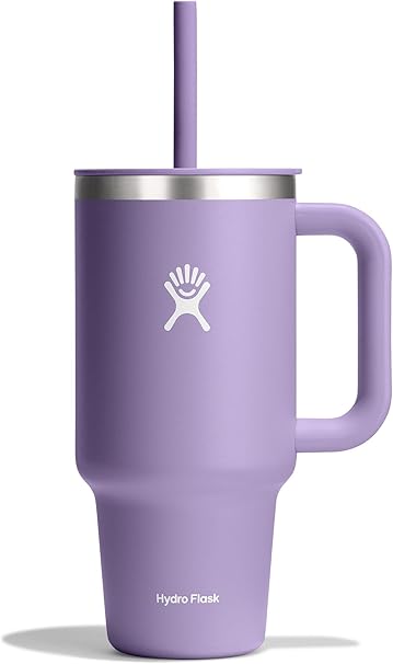 Hydro Flask Travel Tumbler with Handle, Lid and Straw - Insulated Stainless Steel in 32 Oz Moonshadow