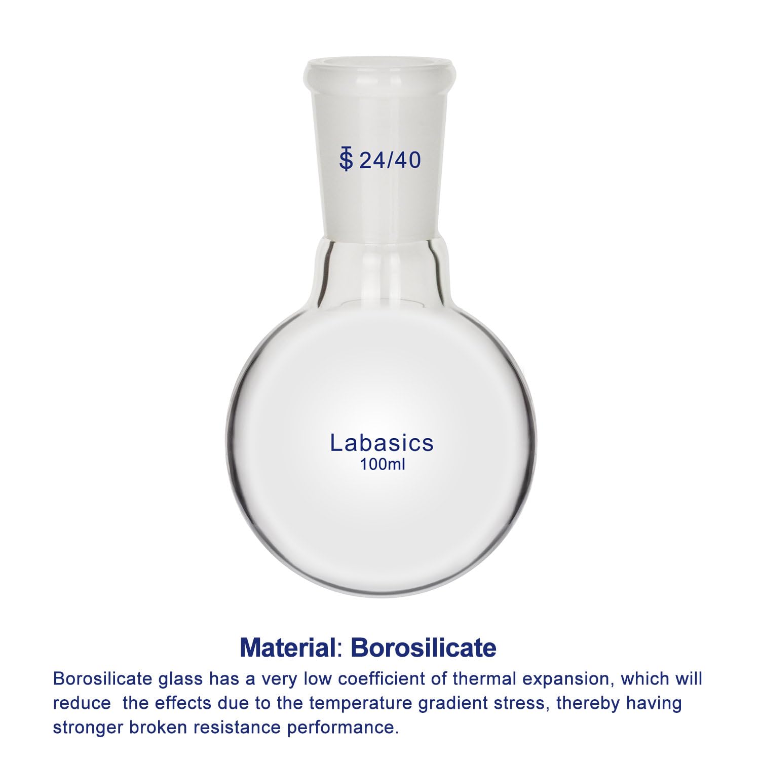 Labasics Round Bottom Flask, 100 ml, Borosilicate Glass, Transparent — Amazon image 3