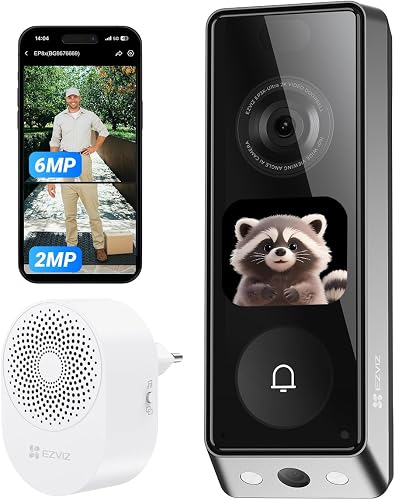 6MP+2MP Sonnette sans Fil avec Camera Double et Carillon E EZVIZ