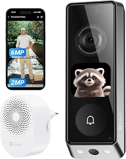 EZVIZ EP8 Ultra WLAN Video Türklingel Kabellos mit Dual-Kamera 6MP+2MP, Paketkamera, Paketerkennung, 2 x 9600mAh Wechselakkus, KI-Bildschirm, Wi-Fi 6, 32GB eMMC Speicher, 2-Wege-Audio