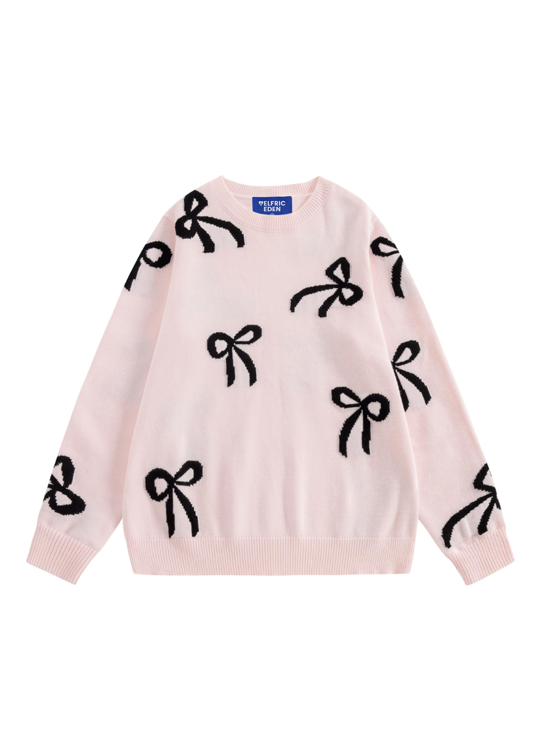 Aelfric Eden Fall Sweaters for Women 2025 Trendy Crewneck Cute Bow Oversized Sweater Lightweight Knit Pullover Sweaters