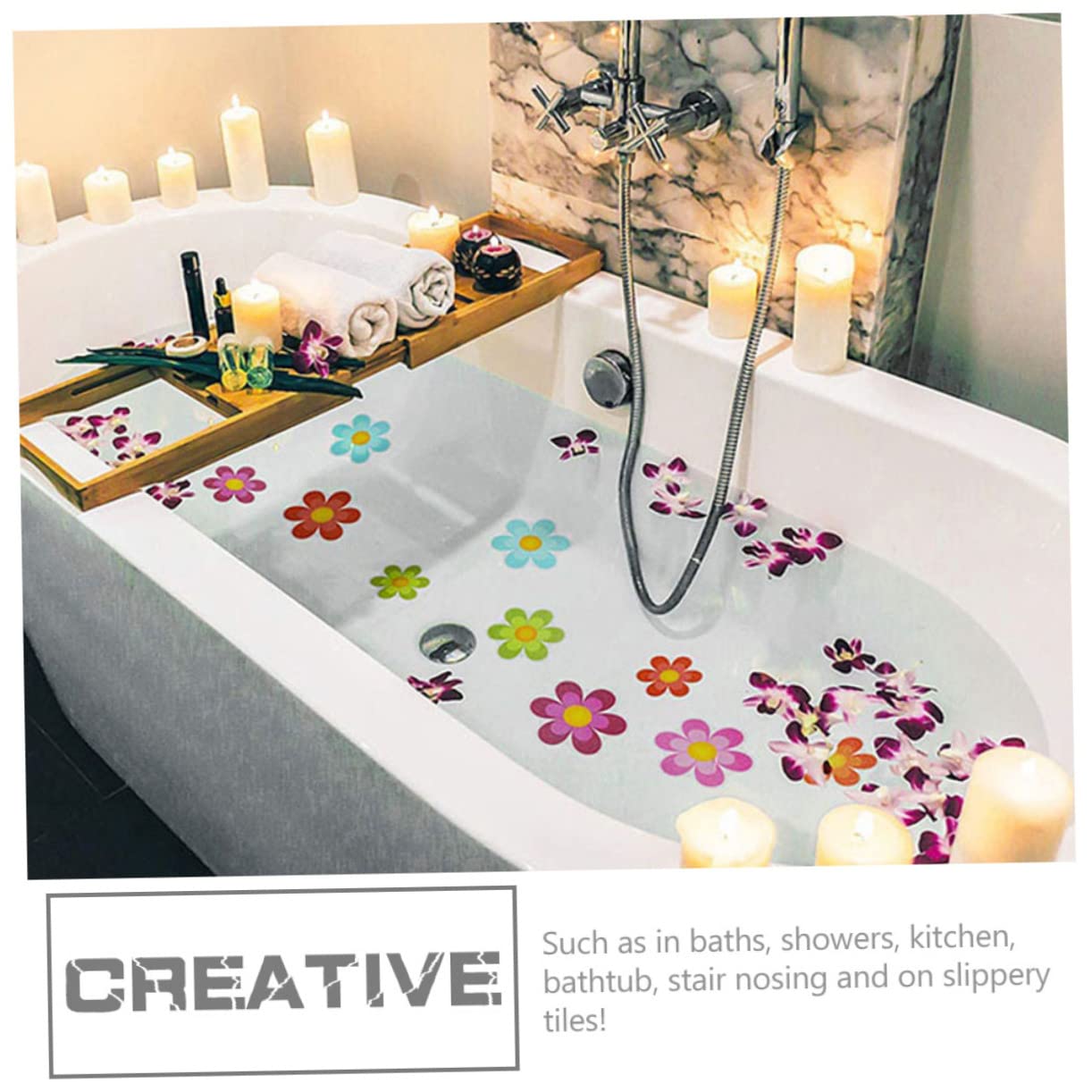 Alipis 4 Juegos Adhesivos Antideslizantes para Flores. Calcomanías Adhesivas para Bañeras Calcomanías para El Piso De La Ducha Niño Pegatina De Pared Girasol De Polivinilo