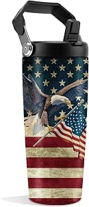 DUUV American Flag Flip Straw Tumbler, 28 oz