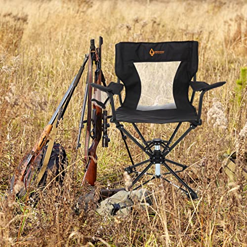 Arrowhead Outdoor 360° Degree Swivel Hunting Chair W/Armrests, Perfect For Blinds, No Sink Feet, Supports Up To 450Lbs, Carrying Case, Steel Frame, Fishing, High-Grade 600D Canvas, Usa-Based Support, #TOP6
