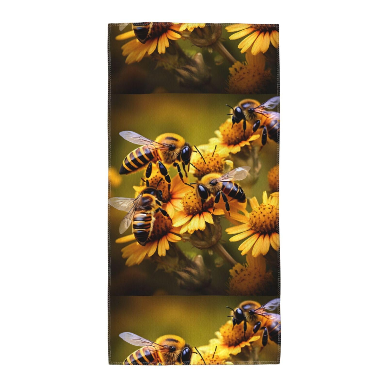 Cbaaghh Rural Honey Bees Flowers Print Towel, Towels Thick Face Towels Fast Drying Washcloth For Bath, Spa, Gym