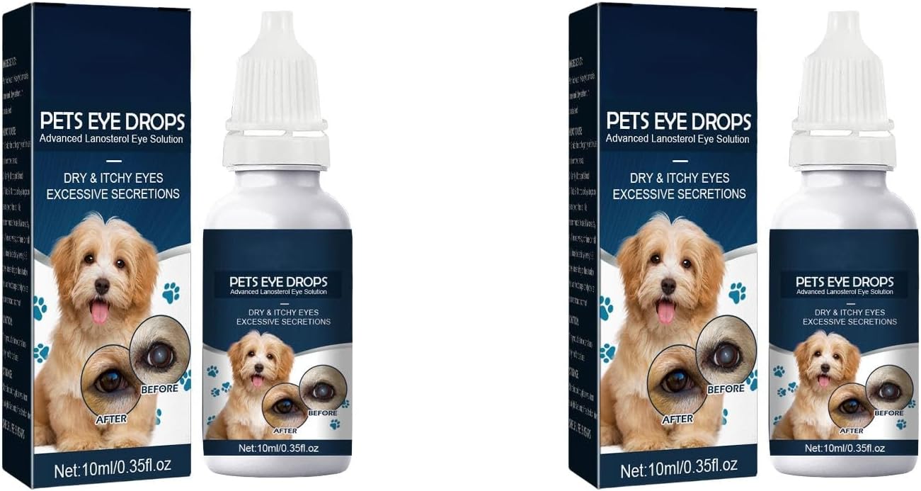 Eye Drops for Dogs & Cats 10 ml 1234 Pieces Eye Cleaner Dry Eyes 15% Advanced Lanosterol Eye Solution for Recommended Comfort Relief Eye Itching 2 Pieces 10 ml