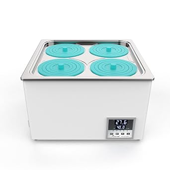LAB FISH Laboratory Digital Water Bath 12L Capacity Thermostatic Heater Heating Devices Stainless Steel Liner with Selectable Openings for Experiment 4 Openings