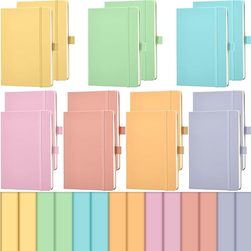 Miniatura 18 de Laumoi Paquete de 14 cuadernos rayados de 5.5 x 8.2 pulgadas, cuaderno de tapa dura A5, bloc de notas con rayas universitarias con soporte para