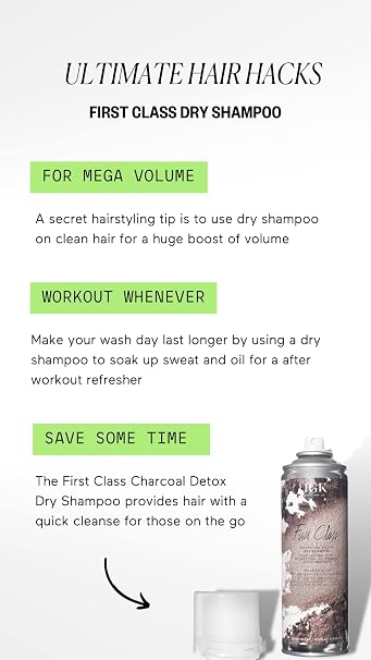 IGK FIRST CLASS Charcoal Detox Dry Shampoo | Volume + Soothes Scalp + Balance Oil | Vegan + Cruelty Free |