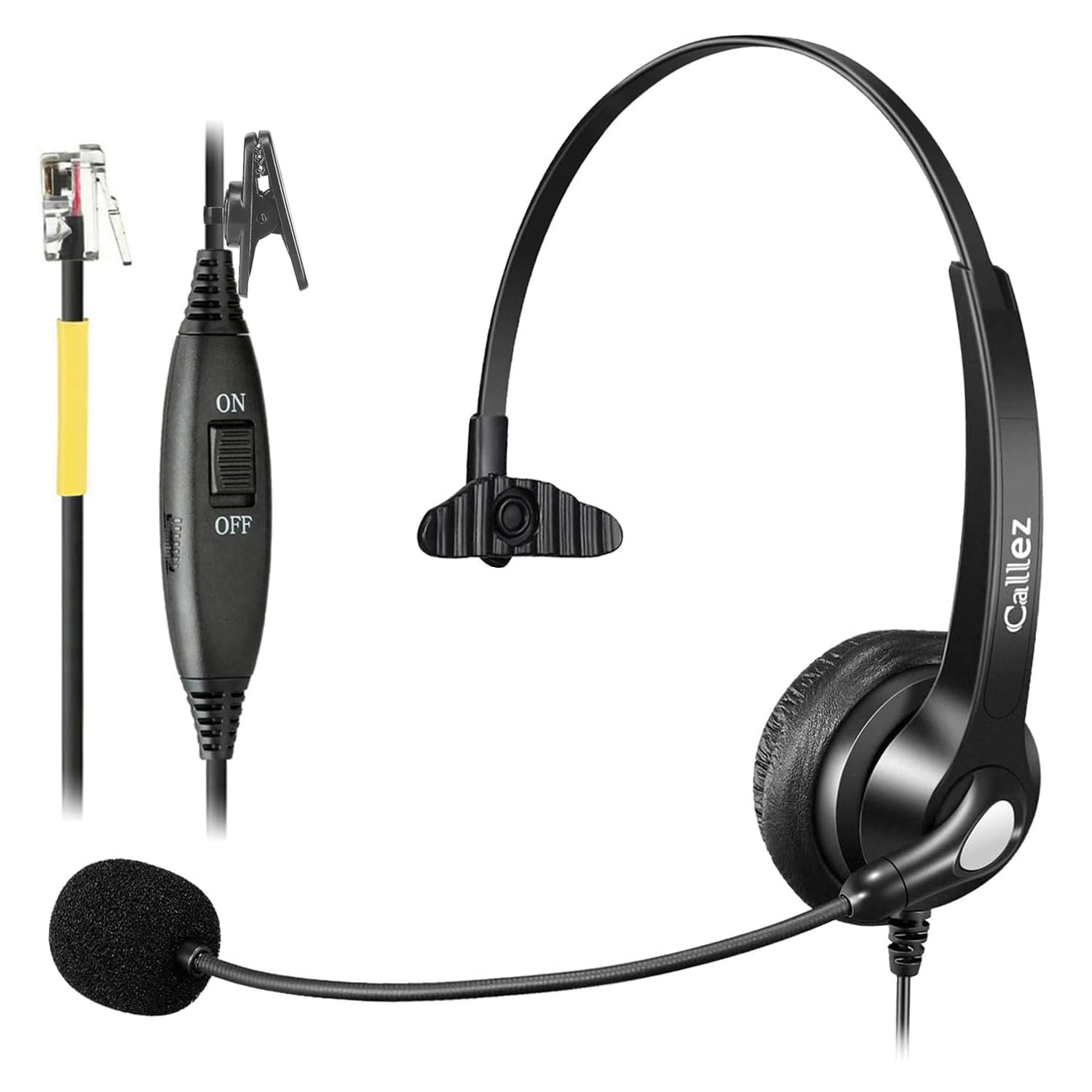 Callez Yealink Phone Headset with Microphone Noise Cancelling RJ9 Office Telephone Headsets Compatible with Yealink T46S T48S T42S T21P T33G T27G T23G T46G T53W T54W Avaya 9611 9608 J179 Grandstream