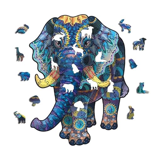 Nktdwo Wooden Puzzles For Adults, Elephant Jigsaw Puzzle For Kids Unique Animal Shape Wood Puzzle Gift For Friends And Family (100 Pcs, 6.3X8.3 Inch) #TOP6