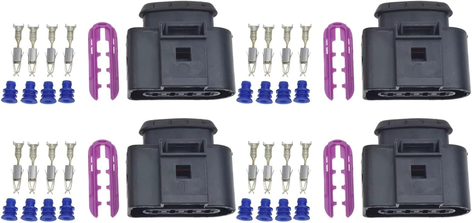Ignition Coil Plug Compatible With For A4 2008-2016 For A6 2011-2016 For A8 2010-2013 Ignition Coil Connector Repair Wire Harness Plug 1J0998724(4 Set)