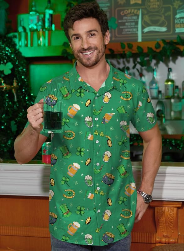 Arvilhill Men's St Patricks Day Printed Button Up Shirt - Image 8