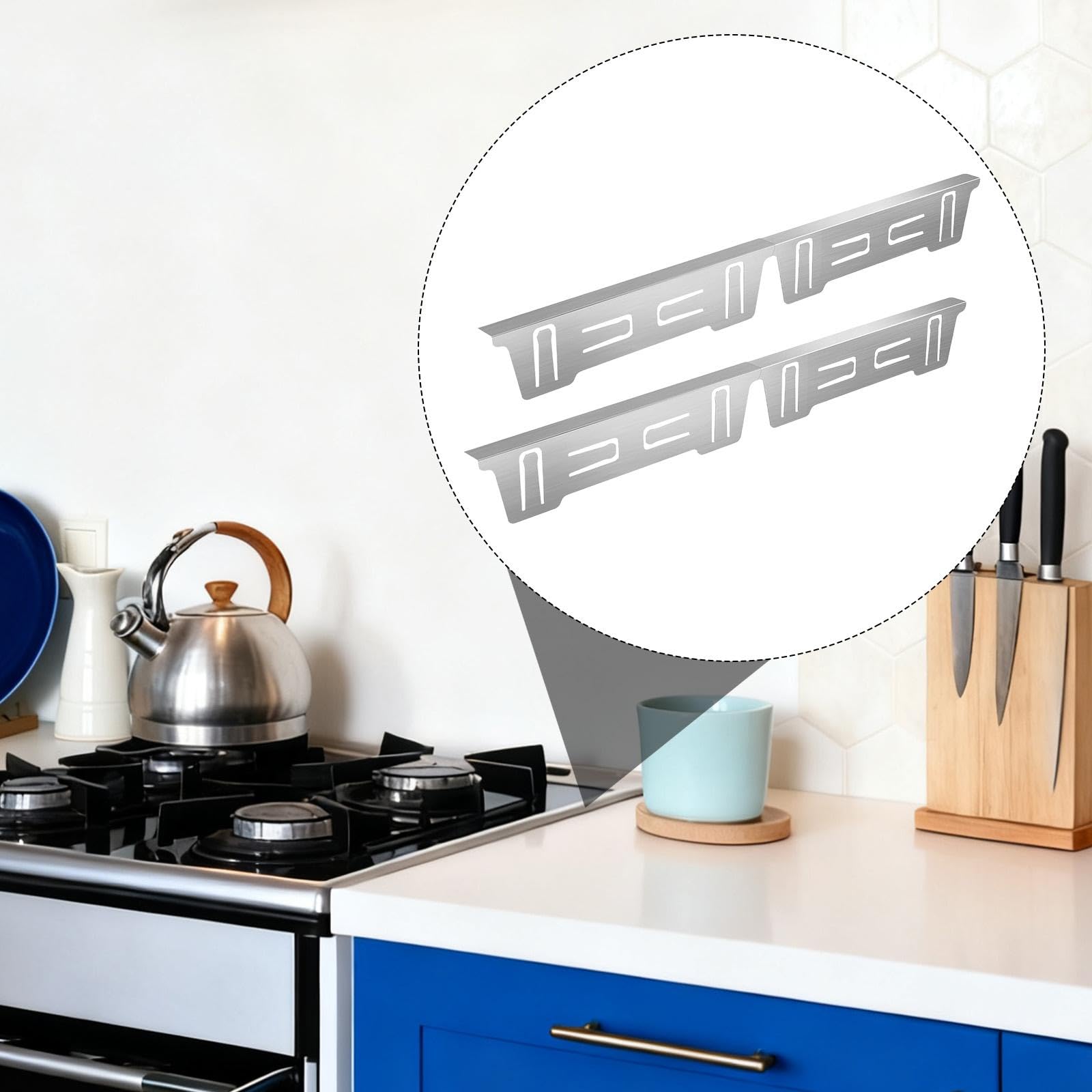 predolo 2 pezzi di copri-fessure per fornelli, accessorio da cucina tra piano cottura e bancone, resistenti al calore, espandibili, protezioni per fessure per, Argento
