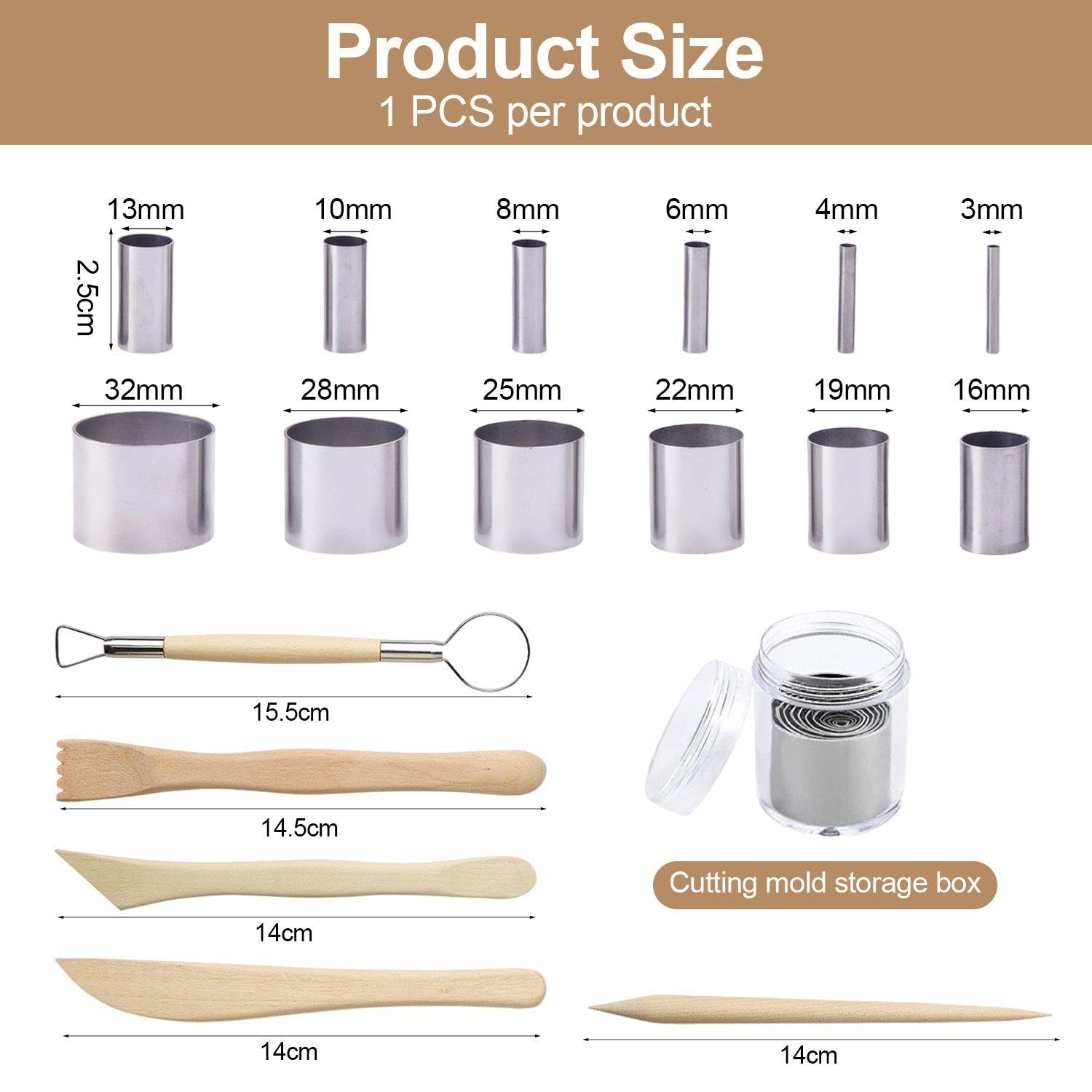 Lot De 12 Emporte-pièces Ronds En Acier Inoxydable Pour Argile Polymère