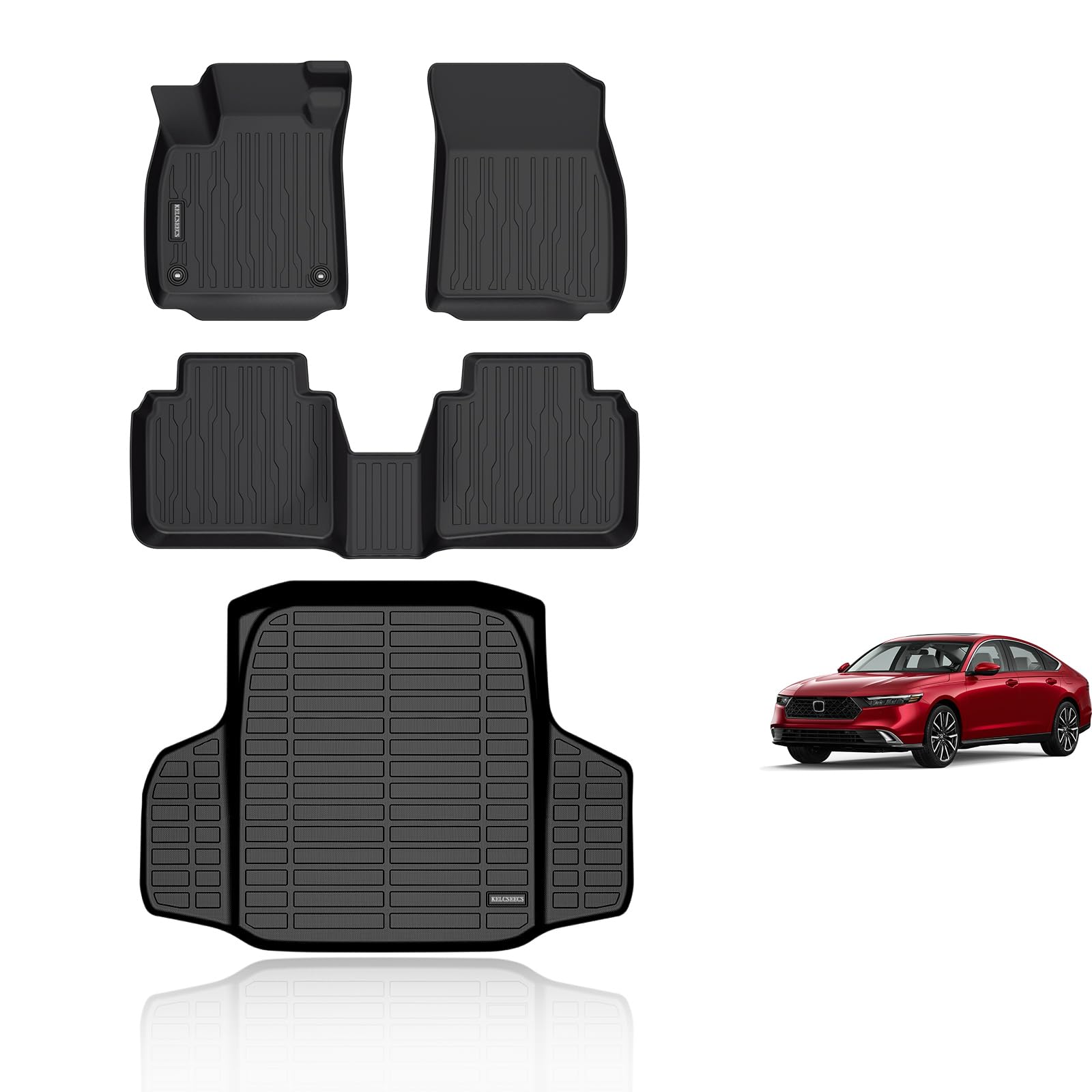 KELCSEECS Floor Mats & Cargo Liner Custom for 2023 2024 Honda Accord/Honda Accord Hybrid All