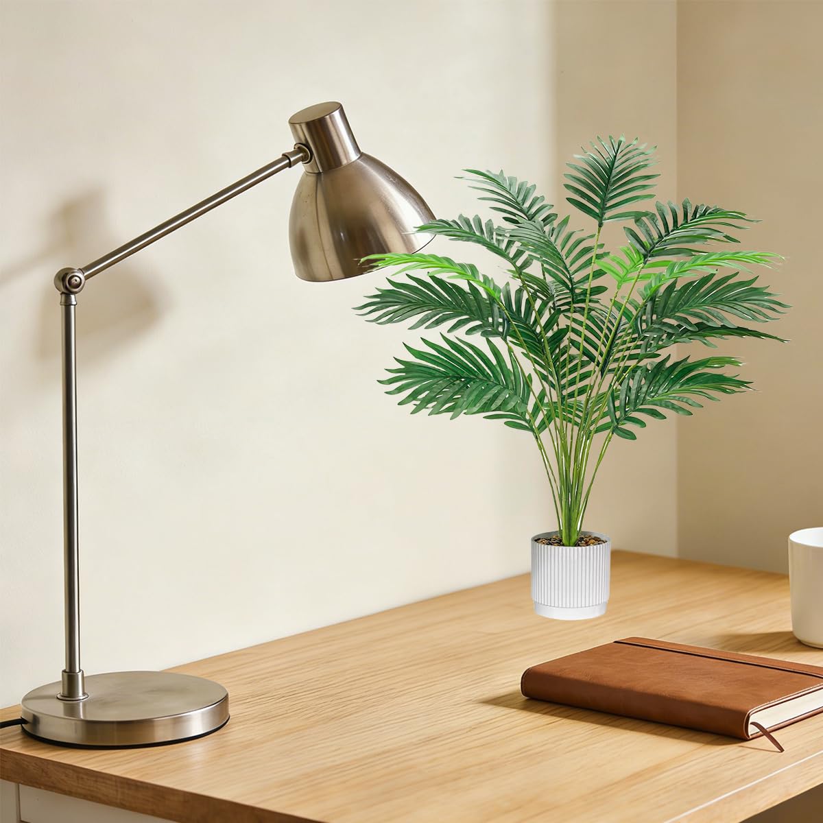 Laelfe 71 cm Planta Artificial Monstera en Maceta, 18 Hojas Planta Falsa Palmera Tropical para Interiores Exteriores Hogares Oficinas Jardines Dormitorio Mesas Escritorios