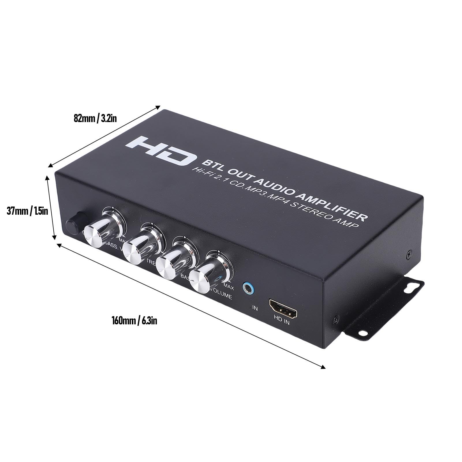 Amplificador Estéreo Bluetooth M045, Receptor de Sonido 2 Canales HiFi, Potencia 2x80W, Entrada HDMI y AUX, para Cine en Casa Karaoke Altavoces