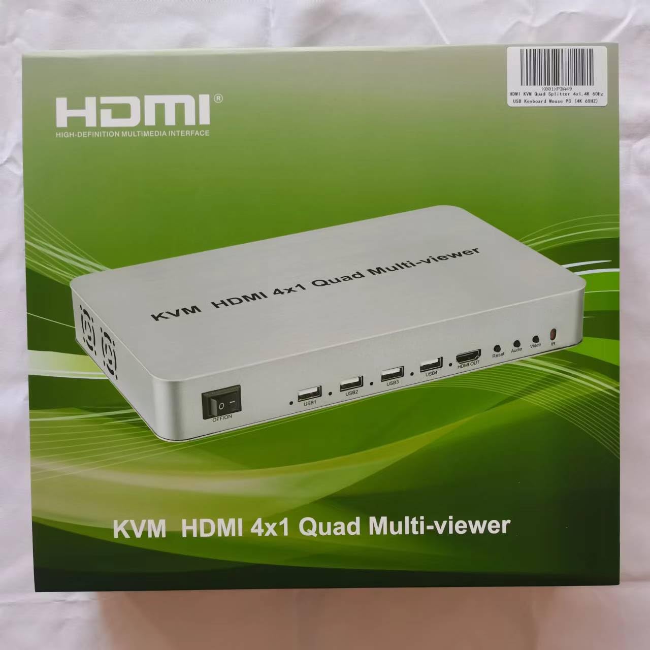 HDMI KVM Quad Splitter 4 x 1, 4K 60 Hz KVM Multi-Viewer 4X1 z bezszwową 4 w 1 HDMI Multi Viewer do klawiatury USB i myszy PC (4K 60 Hz)